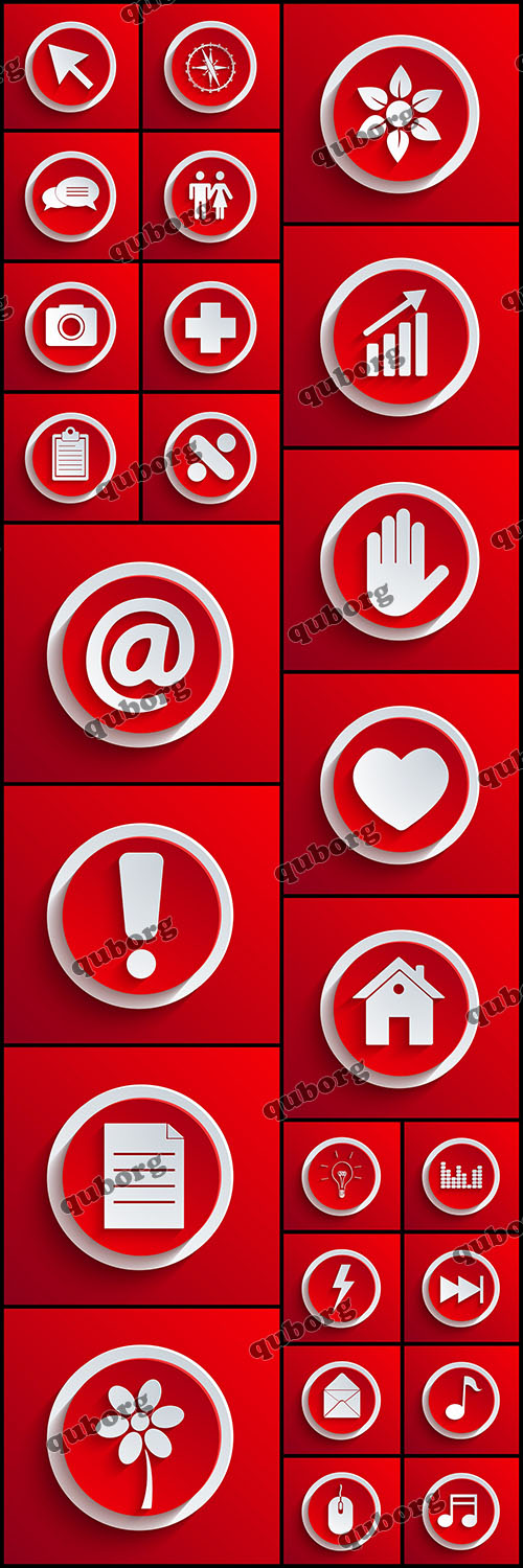Stock Vector - Red-White Icons
