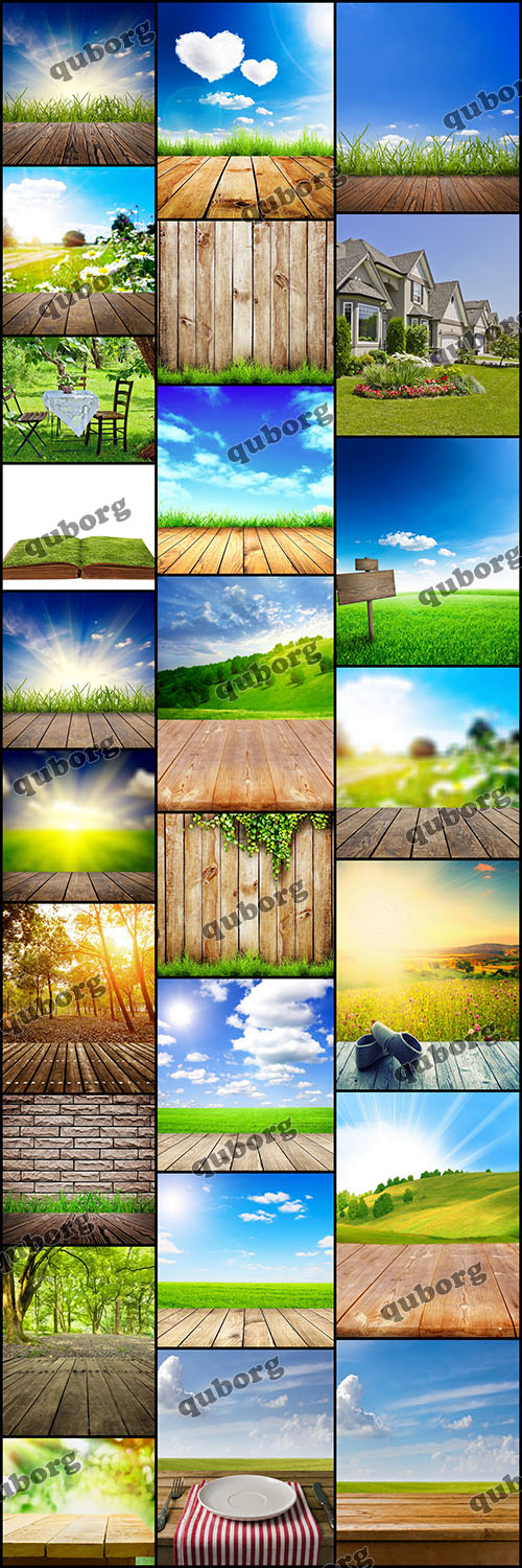 Stock Photos - Grass on Wood Floor Background Part 2