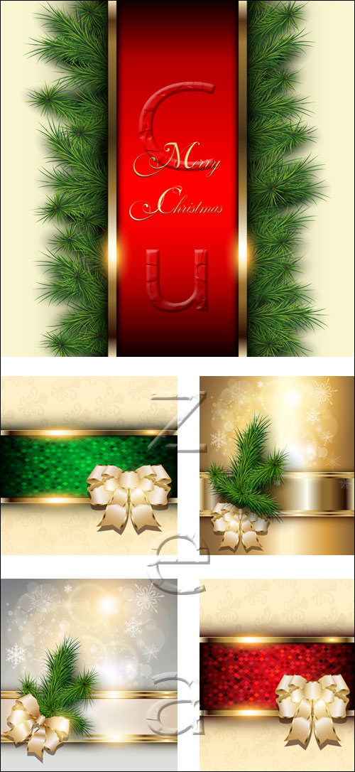Vector holiday backgrounds with ribbons 2014