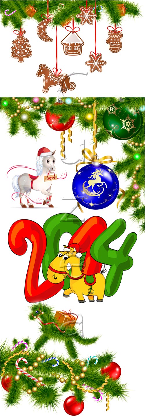 Green horse for new year holidays - vector stock