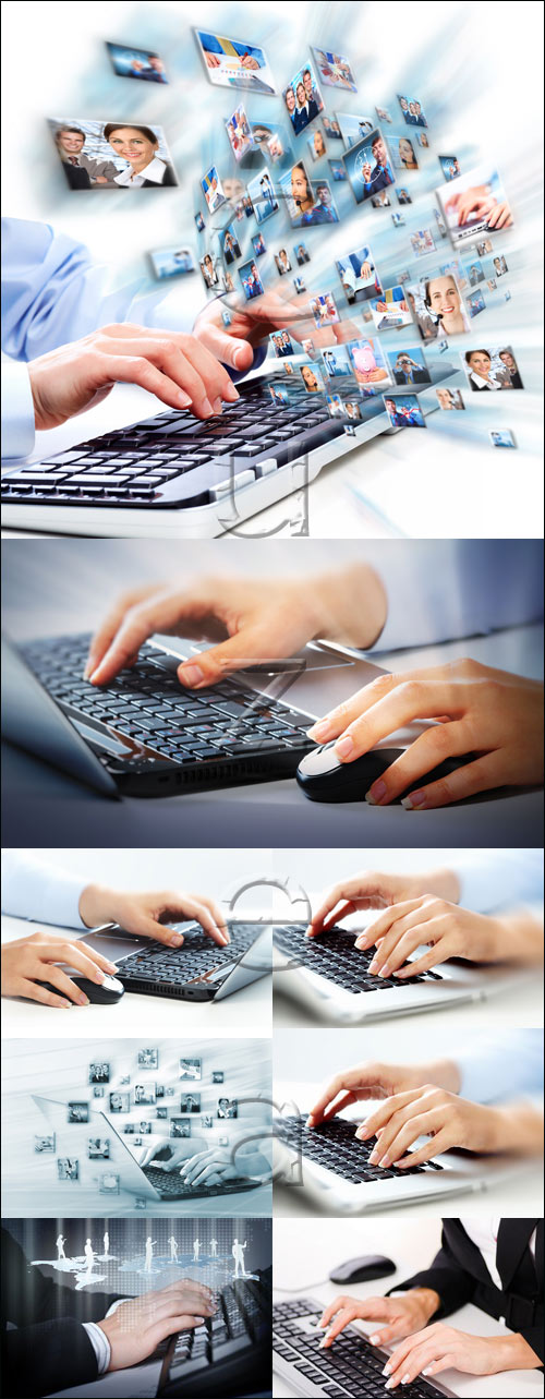 Keyboard and hands - stock photo