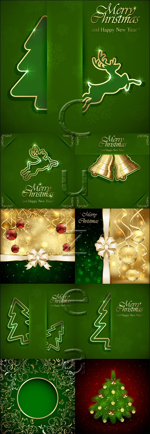 Christmas vector green elements, 7