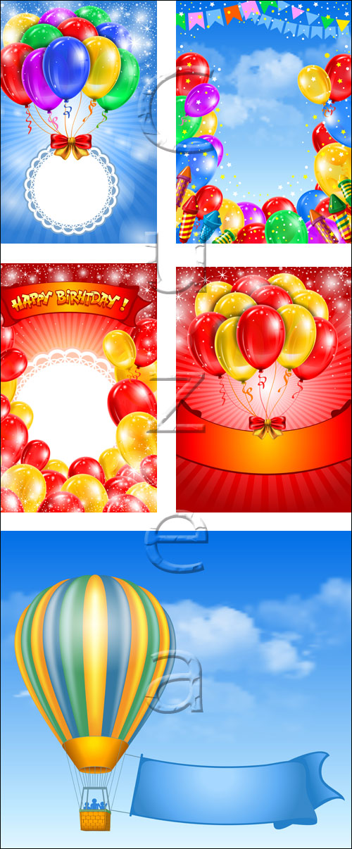 Happy birthday backgrounds with color ballons - vector stock