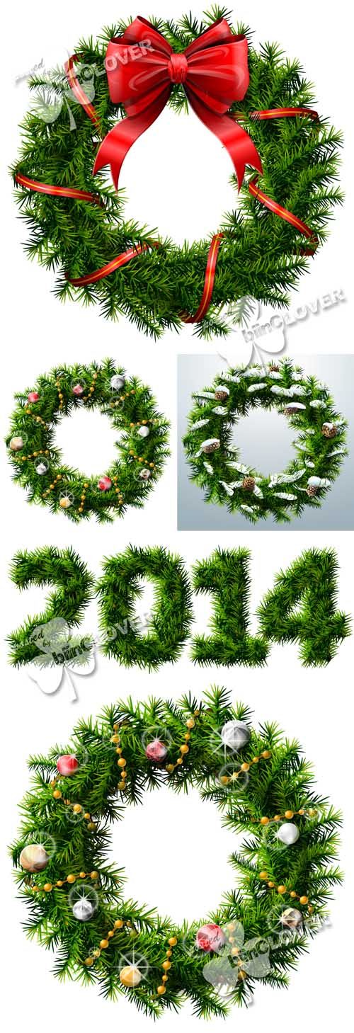 Christmas wreath with bow and ribbon 0492