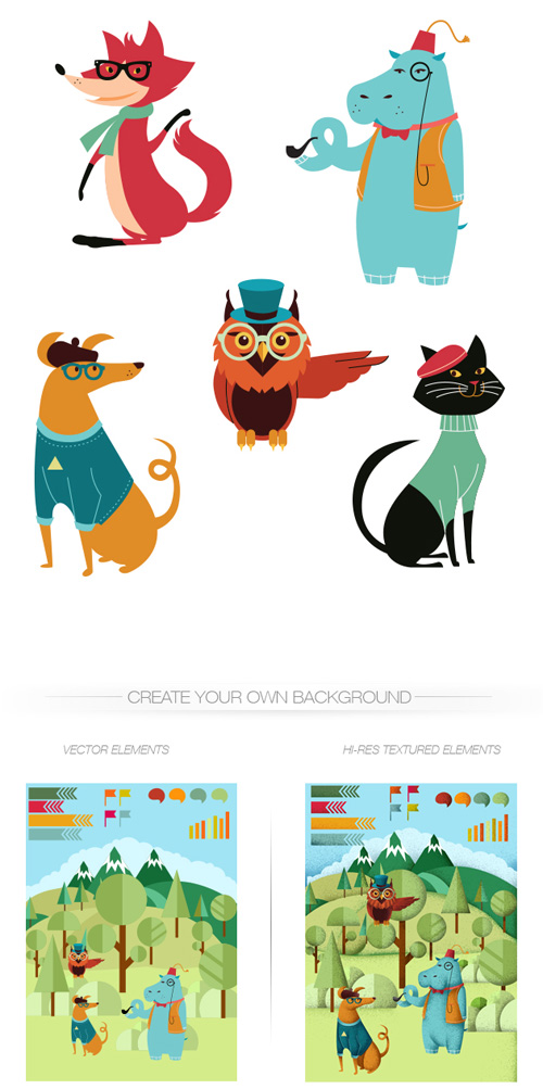 Animals Vector Characters Set
