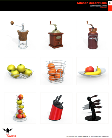 [3DMax]  10ravens 3D Models collection 013 Kitchen decorations 01