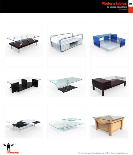 [3DMax]  10ravens 3D Models collection 004 Modern tables 01