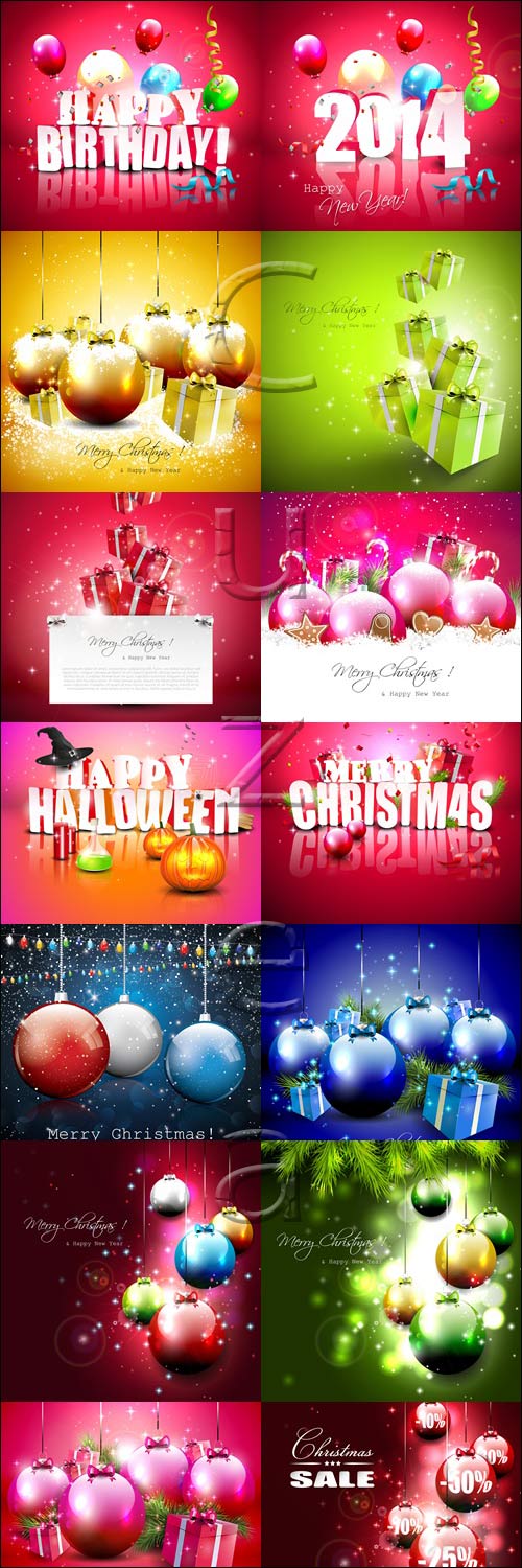 Holidays and christmas elements 2014 - vector stock
