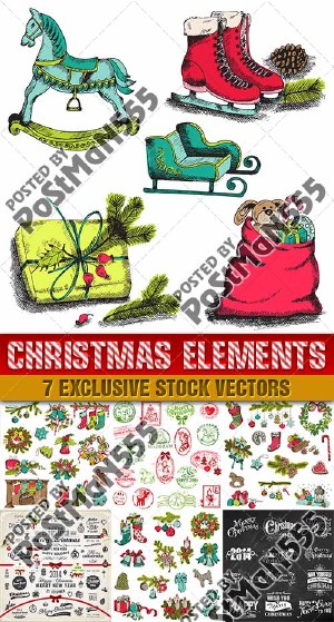         | Elements and symbols for the New year and Christmas, 