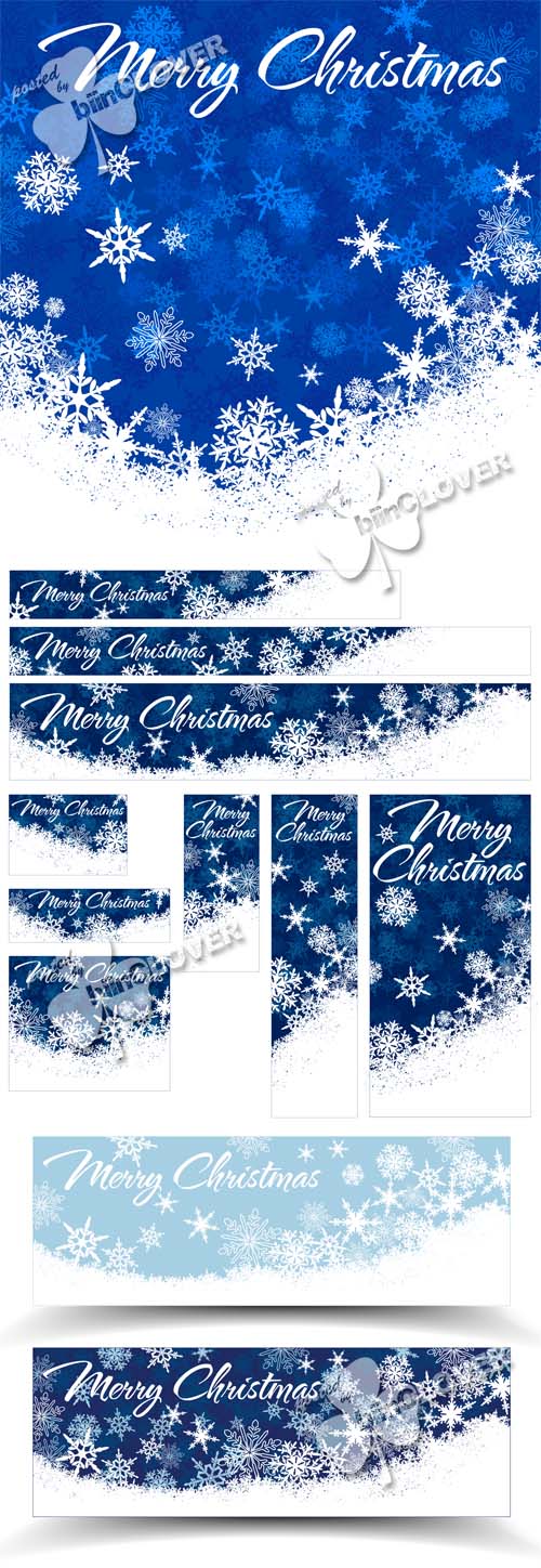 Christmas cards  and banners with snowflakes 0507