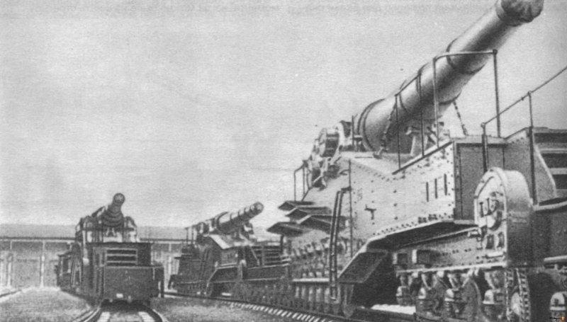 Пушки на железнодорожном транспортере. Французские 340-мм пушки М 1881, М 1884, М 1893 и М 1912