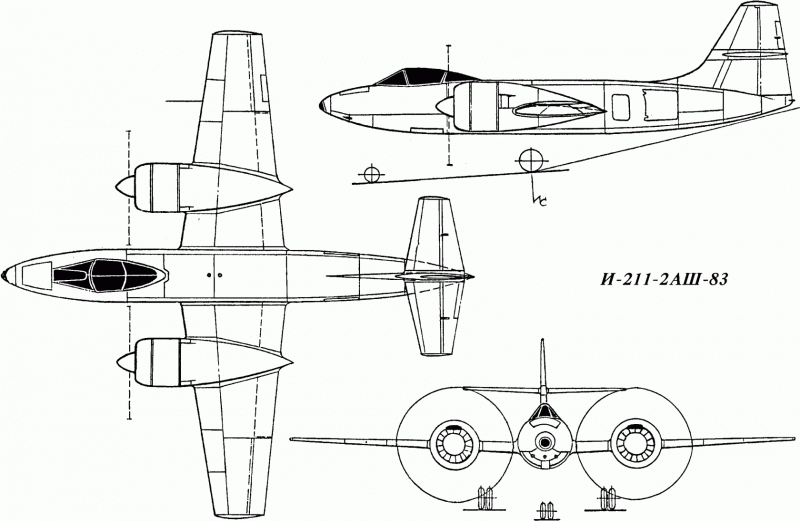 Transformer Alexeev.  I-211, 215, 216.  OKB-21 fighter Alexeev.  USSR.  1947-48.