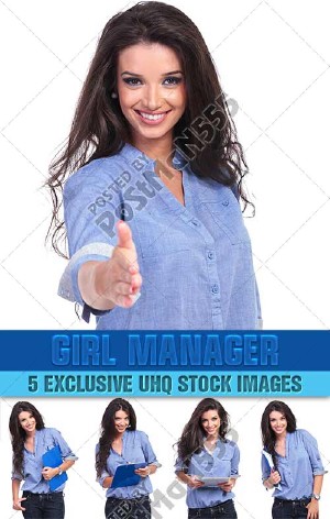  , ,    | Beautiful girl, smiling, Manager in office -  