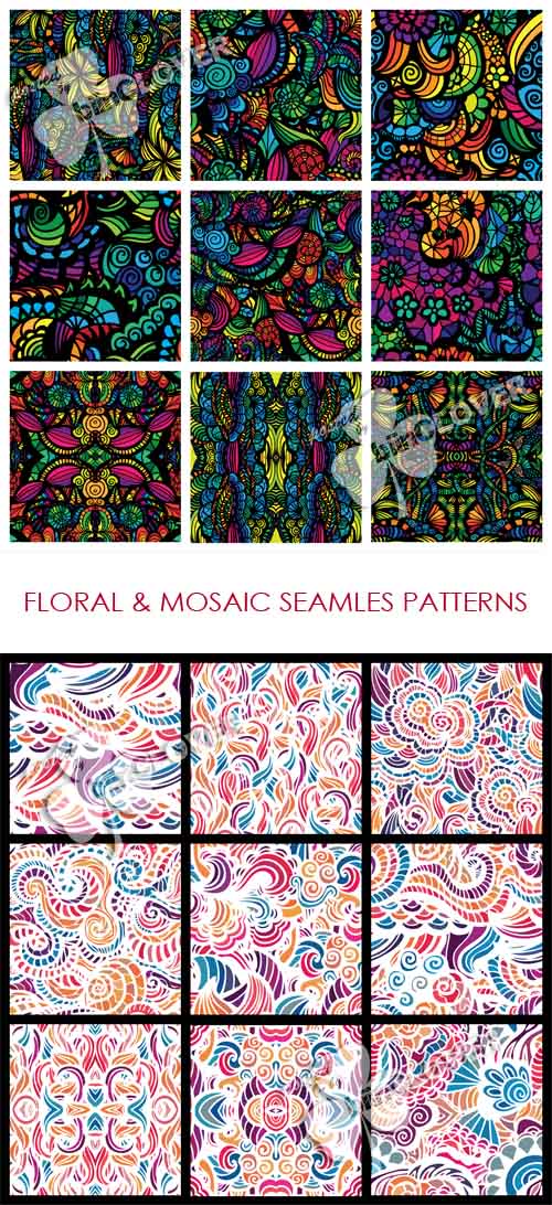 Floral and mosaic seamless patterns 0515