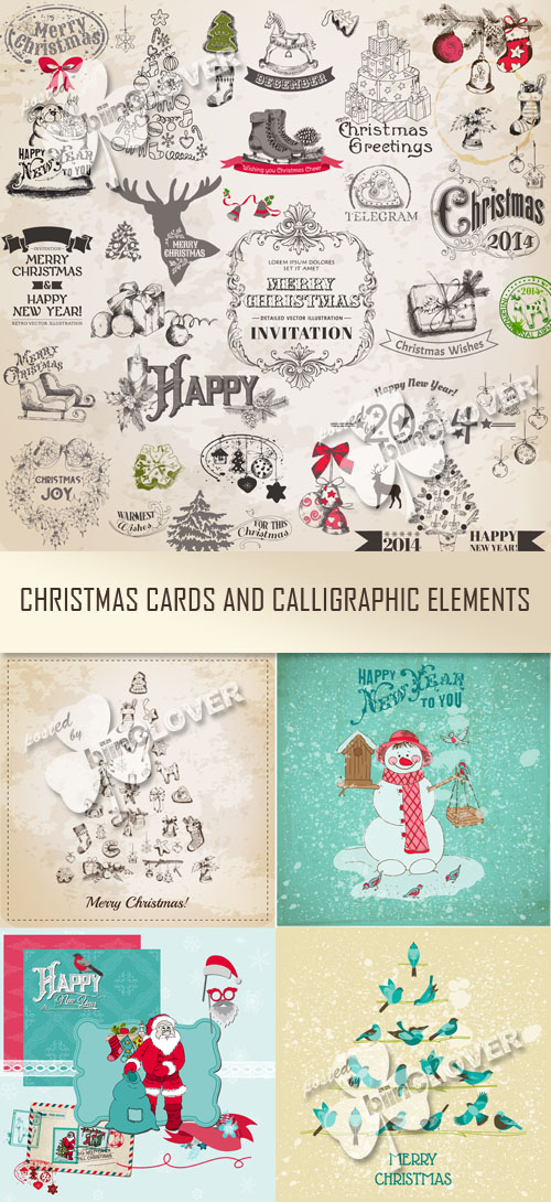 Christmas Card and calligraphic elements 0515