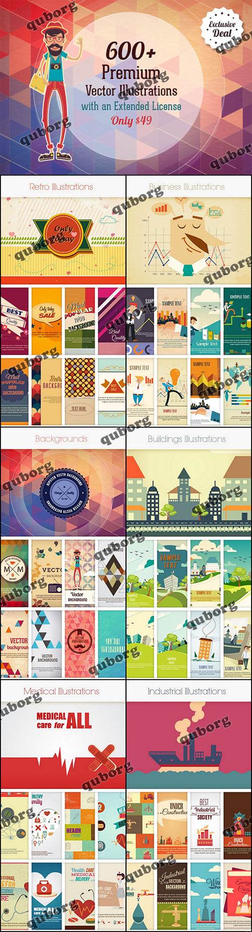Stock Vector - Complete Illustrations Set - 600+ Top-Quality Vector Illustrations