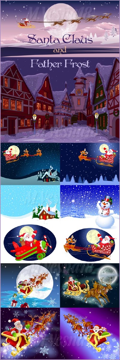 -       ,   / Santa Claus and Father Frost in the drawings and illustrations, vector clipart