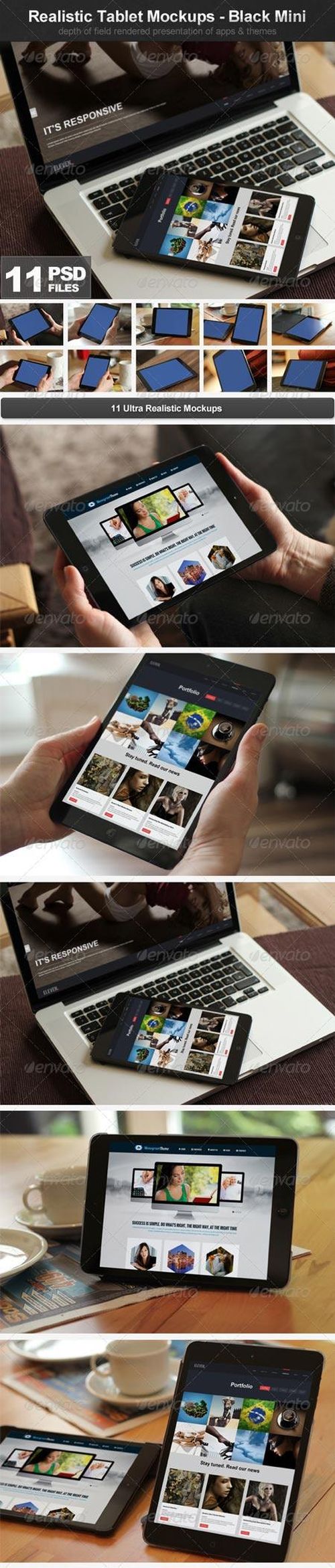 PSD - Realistic Tablet Mockups - Black Mini
