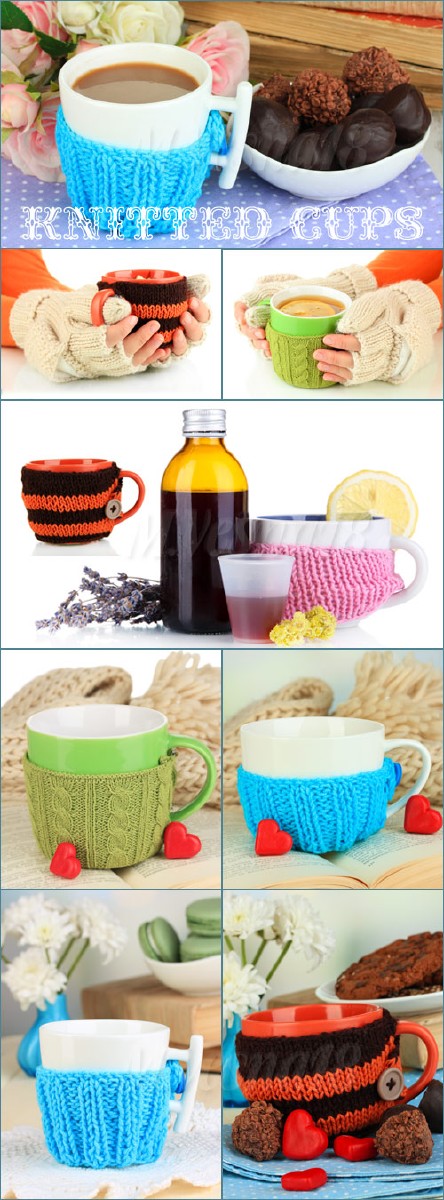    ,   / Cup in woolen cover, raster clipart