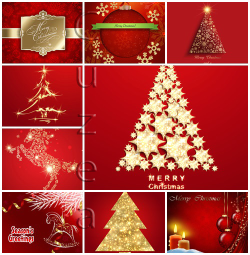 Vector stock : Christmas tree on red background