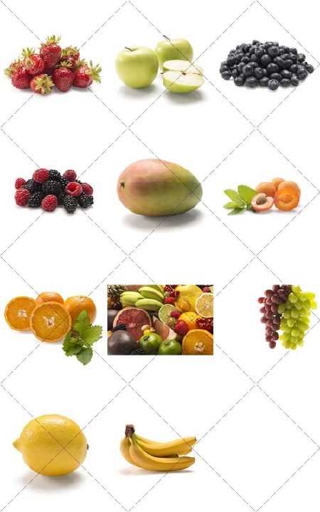 Фрукты и ягоды - Натуральные витамины | Fruits and berries - Natural Vitamins, стоковый клипарт