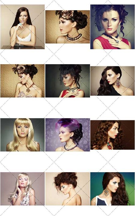 Модные красавицы, красивые причёски | Fashion beauty, beautiful hairstyles 2, стоковый клипарт