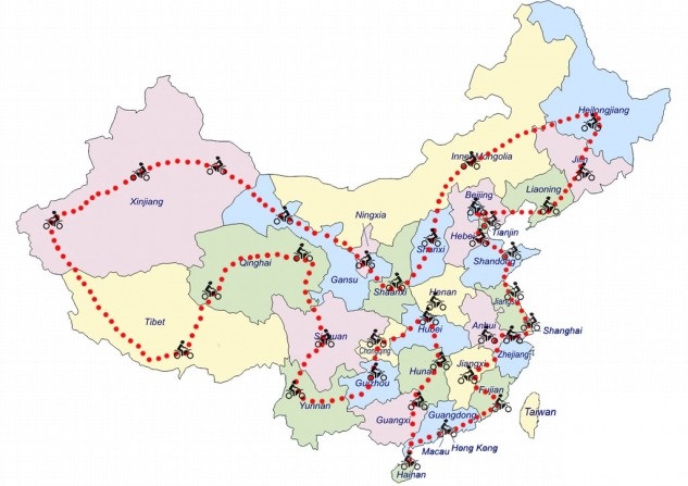 Бак Перли и Эми Мэтисон проехали 34 150 км по Китаю на мотоцикле CF Moto 650TK