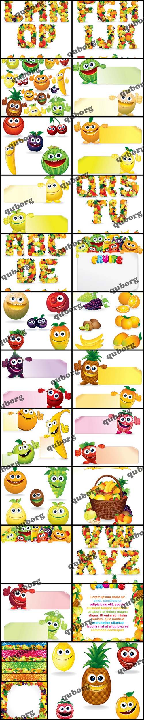 Stock Vector - Funny Fruits Collection