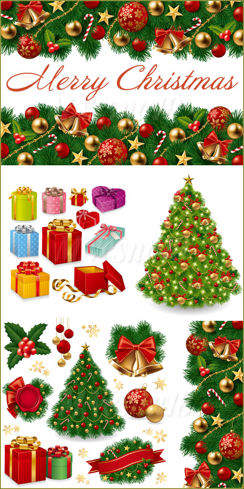     ,   / Christmas frames and elements of design, vector clipart