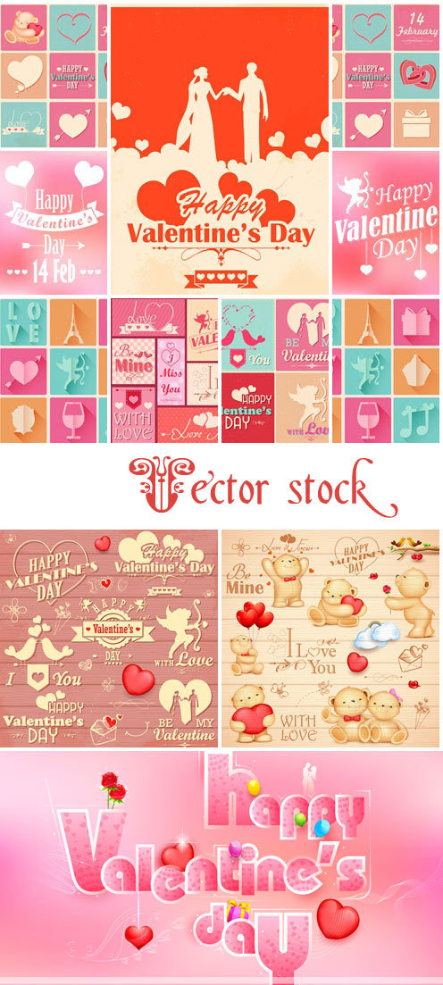 Vector collection for Valentines Day, 14 February, part 12