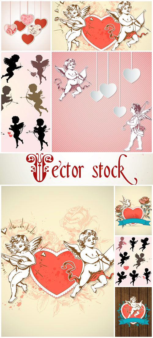 Angels for Valentines day, part 2 - vector stock