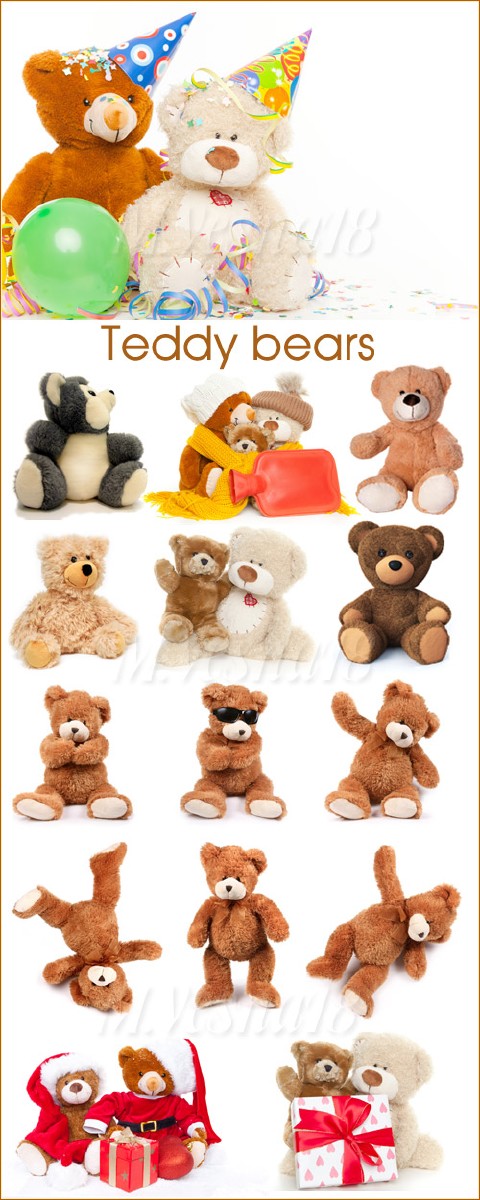     ,   / Teddy bears on a white background, raster clipart