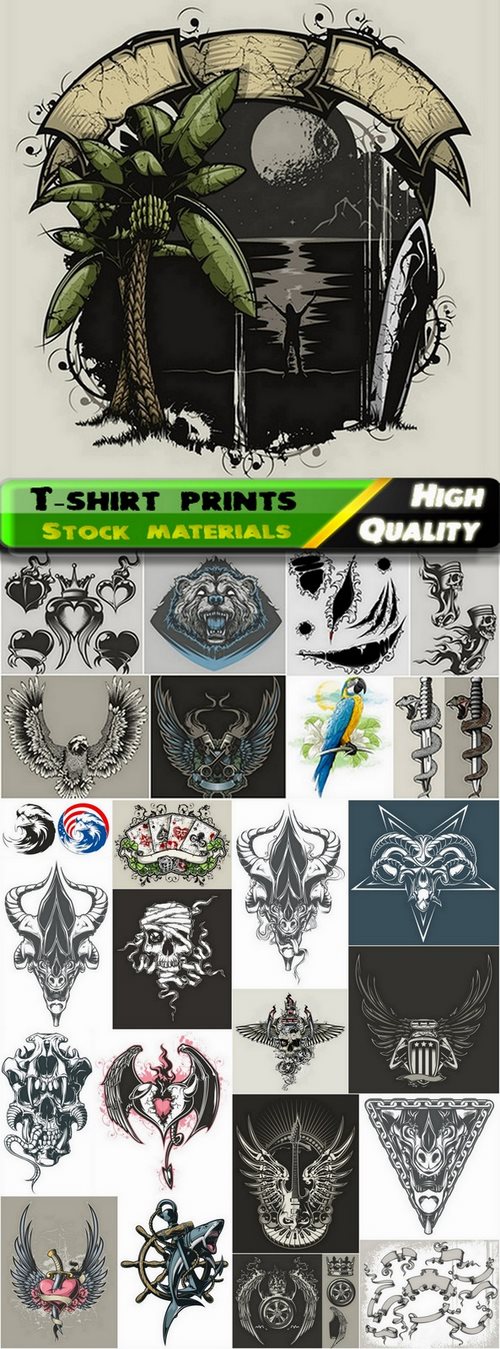T-shirt prints design in vector from stock #39 - 25 Eps