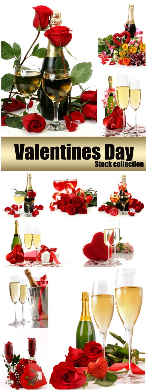 Valentine's Day, champagne and roses, hearts # 27 - stock photos