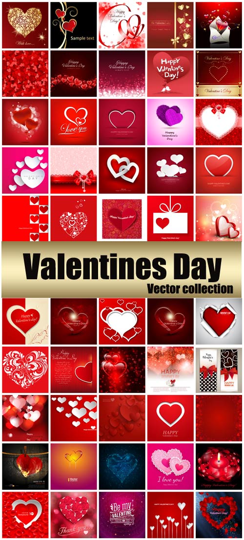 Valentine's Day, romantic backgrounds, vector hearts # 28