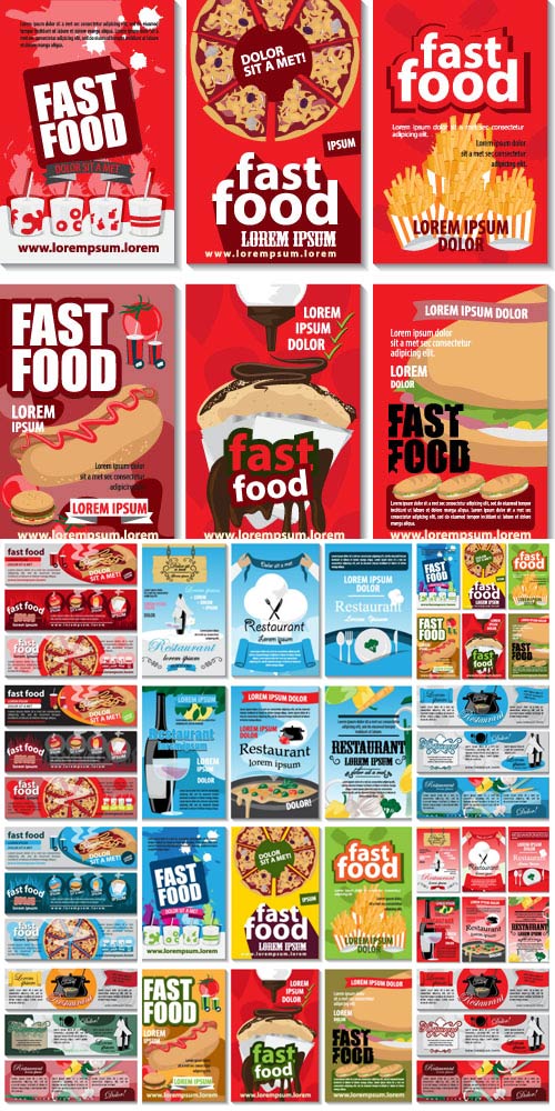 Labels fast food, restaurant menu vector
