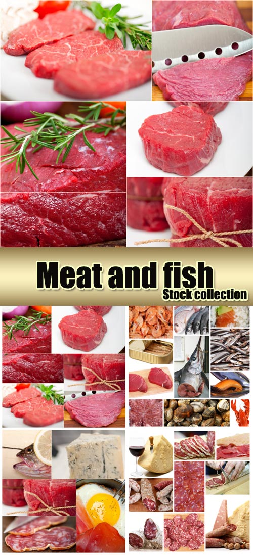 Meat and fish products - stock photos