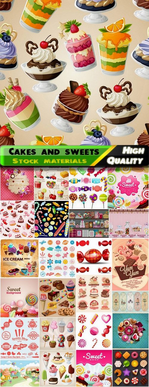 Tasty cakes and sweets in vector from stock - 25 Eps