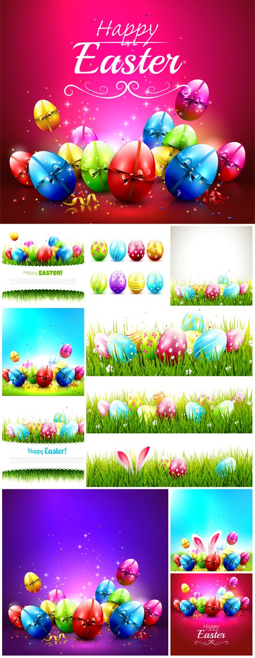 Easter backgrounds and banners vector, spring 6