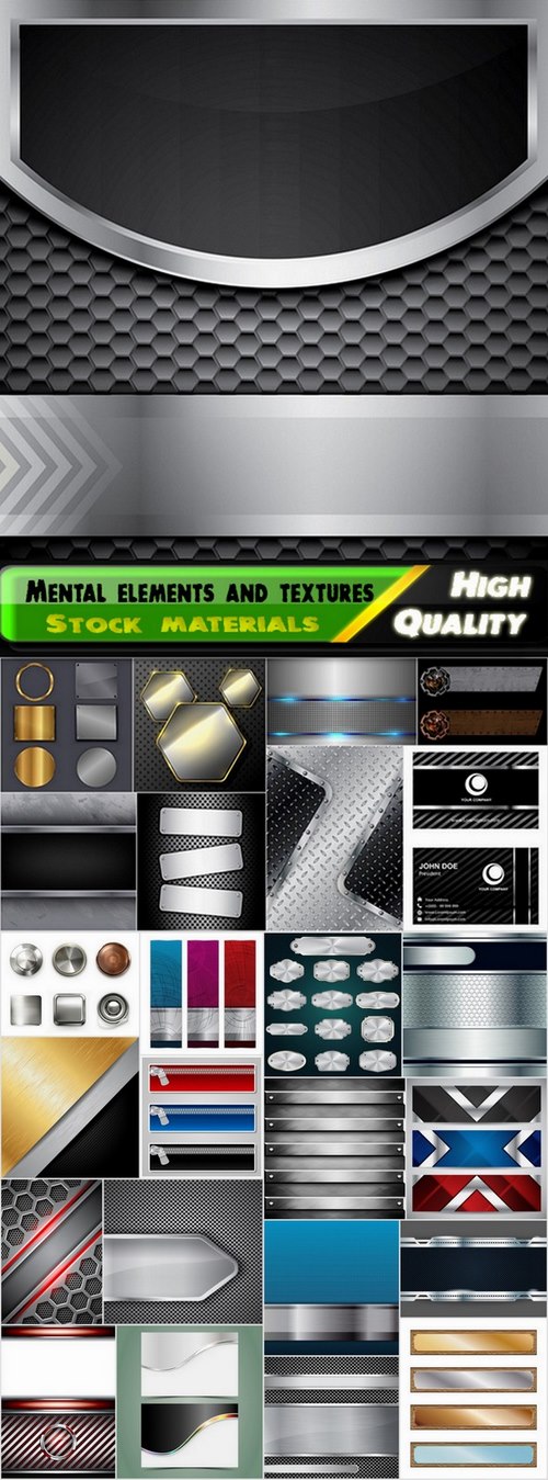 Metal elements and backgrounds with textures - 25 Eps
