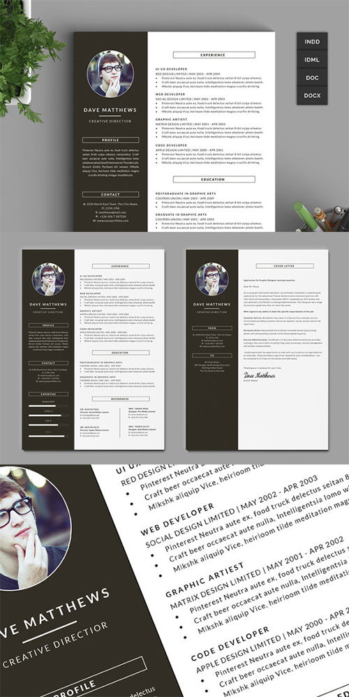 CM - Hipster Resume/CV with Cover Letter 219359