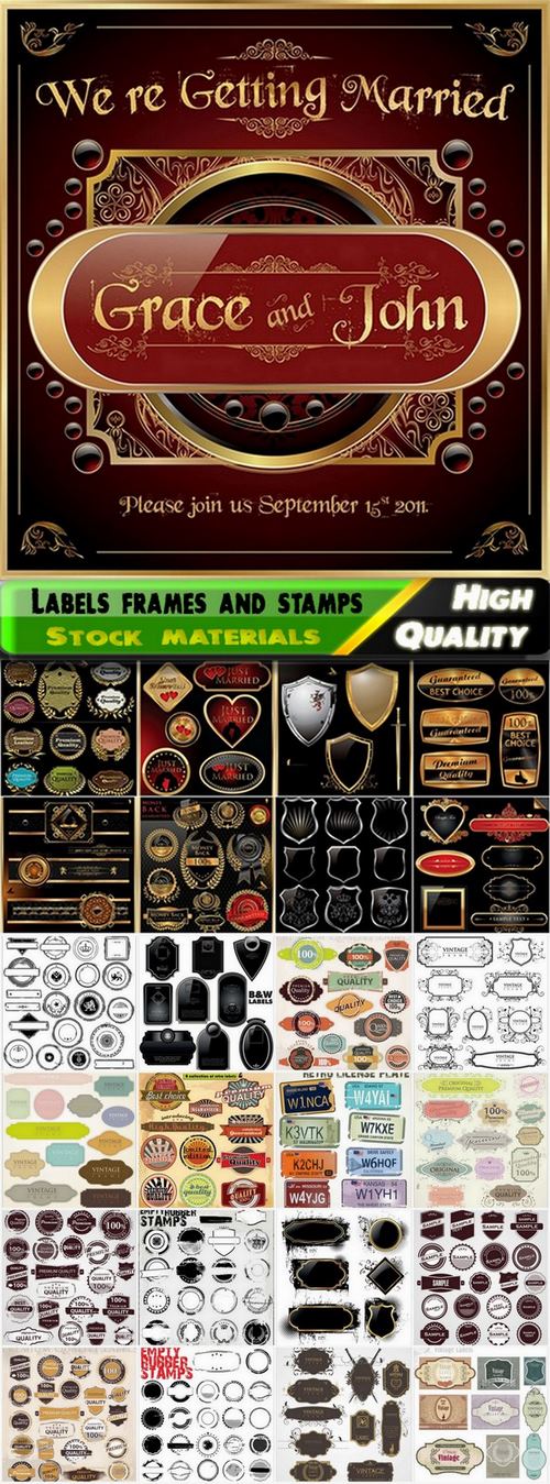 Vintage labels frames and stamps - 25 Eps