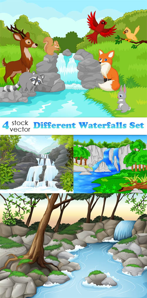 Vectors - Different Waterfalls Set 3
