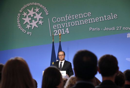 François Hollande in seiner rede zur eröffnung der 3. auflage der konferenz umwelt-donnerstag, 27. november.