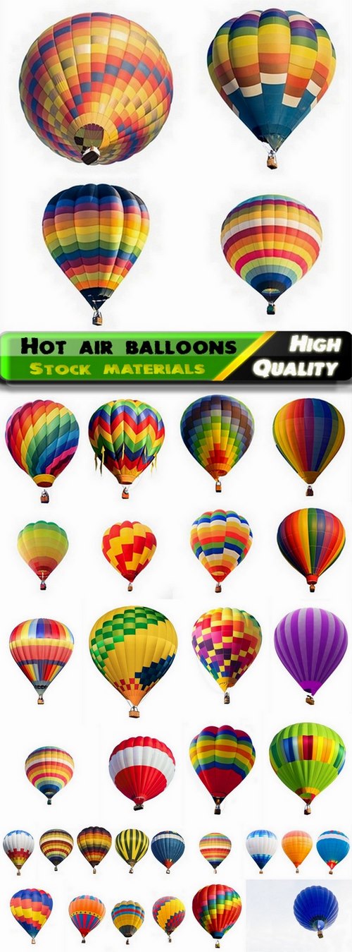 Colorful hot air balloon isolated on white - 25 HQ Jpg