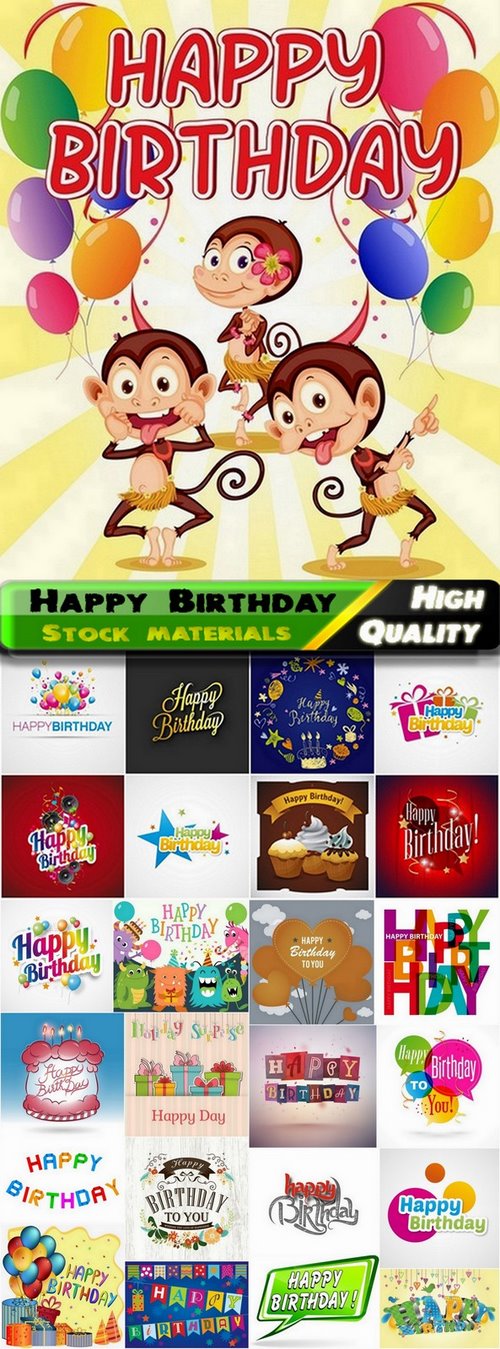 Happy Birthday Template Design in vector from stock #10 - 25 Eps