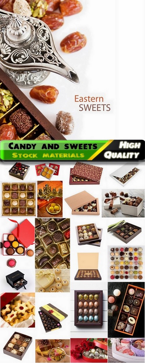 Candy and sweets with boxes - 25 HQ Jpg