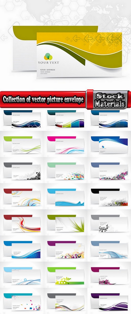 Collection of vector picture envelope mail template 25 Eps