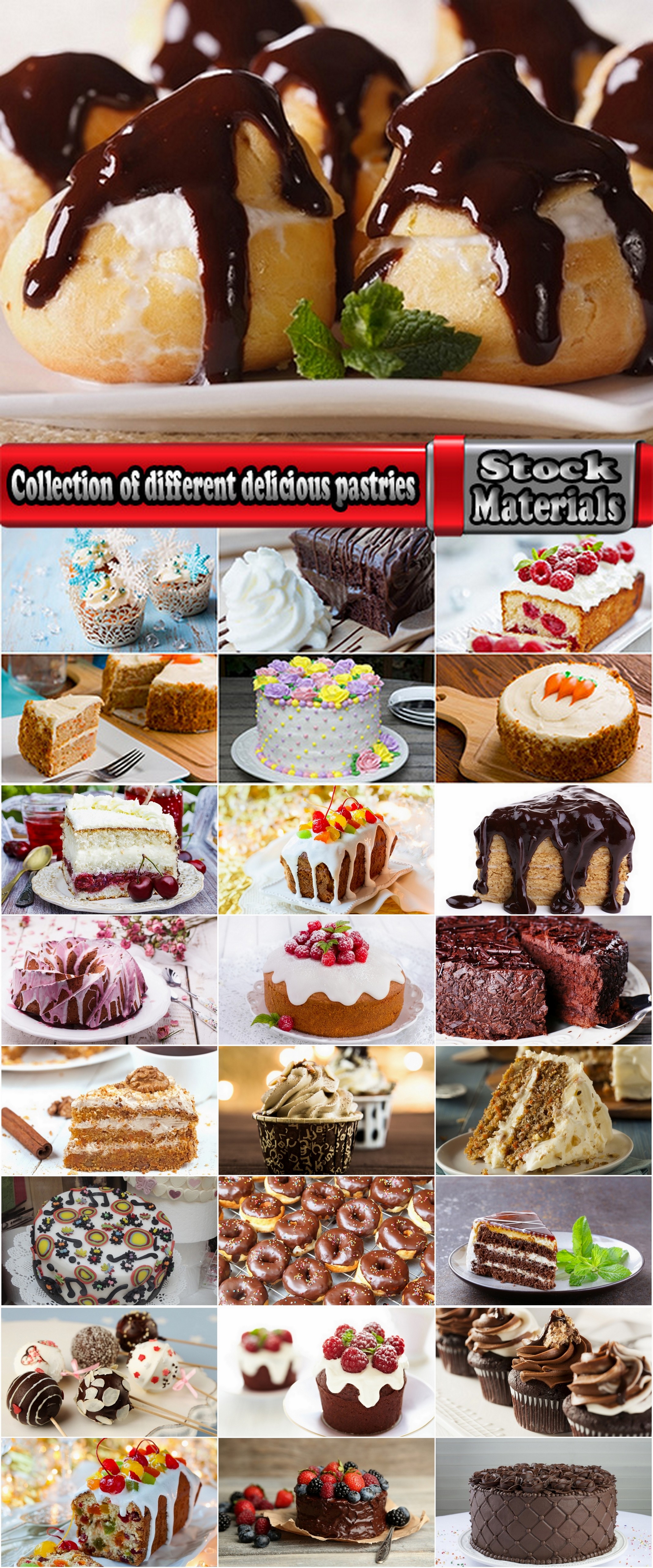 Collection of different delicious pastries confectionery products cake 25 HQ Jpeg