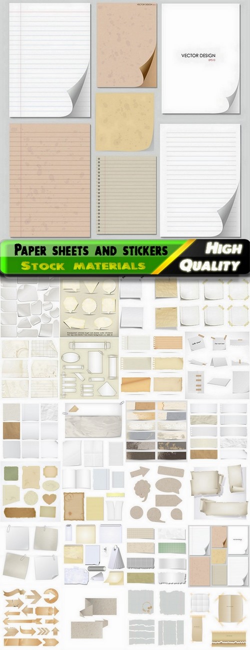 Paper sheets and stickers and textures - 25 Eps